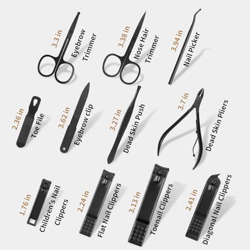 Manicure Set Professional Nail Clipper Kit-26 Pieces Stainless Steel Manicure Kit,Nail Care Tools with Luxurious Travel Case Nail Grooming Kit Present for Men Husband Boyfriend Parent (Black)
