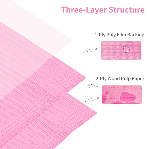 240pcs Disposable Nail Mats Foldable Nail Paper Towels, Table Acrylic Nail Practice Sheet, 3 Ply Waterproof Clean Nail Table Practice Mat for Salon Manicure Tattoo,Nail Art Accessories 13"x18"(Pink)