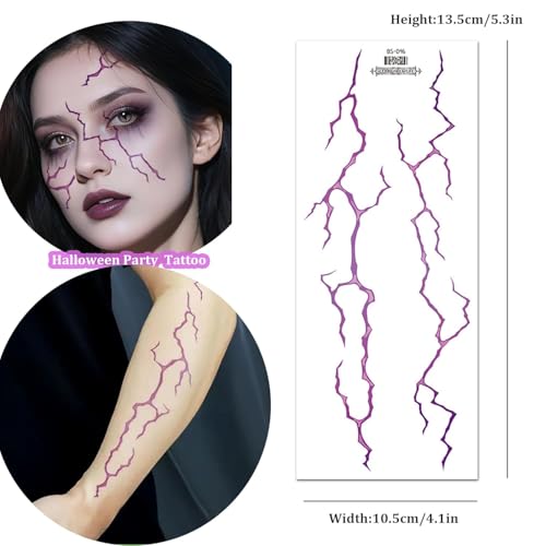 Movie Purple Temporary Tattoos Dance Cosplay Halloween Cosplay Tattoos Stickers Prop Accessories, Waterproof Temporary Tattoo (3 PCS)