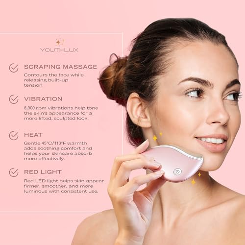 ProSculpt Heated Gua Sha Facial Massager ? Electric Guasha Tool for Face Sculpting, Relaxation & Skincare | Soothing Vibration Facial Massage Tool with Contoured Design (Rose Gold)