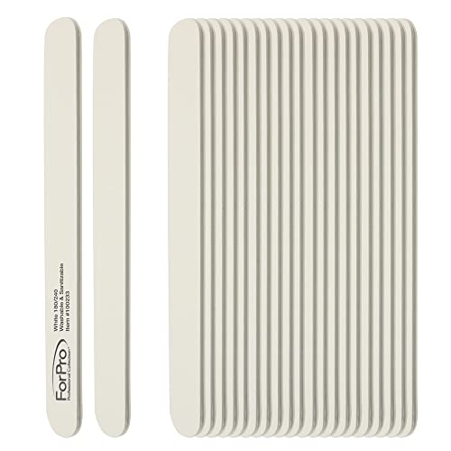 ForPro White Foam Board, 180/240 Grit, Mylar Manicure and Pedicure Nail File, 7¡± L x .75¡± W, 50-Count