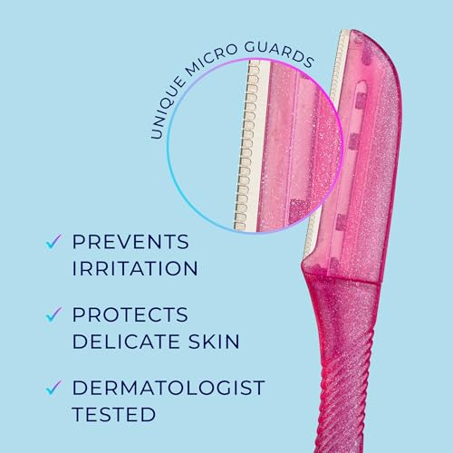 Schick Hydro Silk Touch-Up Dermaplaning Tool with Precision Cover, 6ct | Dermaplane Razor, Face Razors for Women, Eyebrow Razor, Facial Razor, Dermaplaning Razor, Womens Face Razor Peach Fuzz Remover