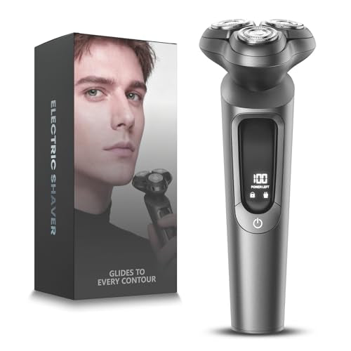 Electric Razor for Men, IPX8 Waterproof with Type-C Quick Charge, 3D Flex Blades & Pop-Up Trimmer, 60min Runtime, Travel Lock, Wet & Dry Shave,Gunmetal Gray