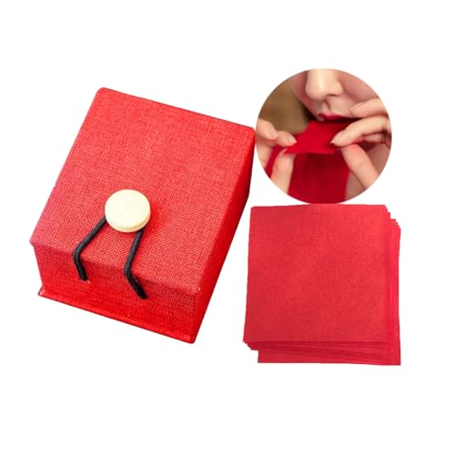 Traditional Chinese Lipstick, 12 PCS Makeup Rouge Lipstick Papers, Non-stick Cup, Long-lasting Matte with Red Storage Box, Rose