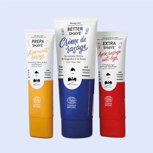 Super Daddy Shaving Gift Set for Men | Shaving Kit with Razor, Brush, Pre-Shave Lotion, Shaving Cream & After Shave Cream Beard Grooming Gift Basket for Him Husband Dad Made in France