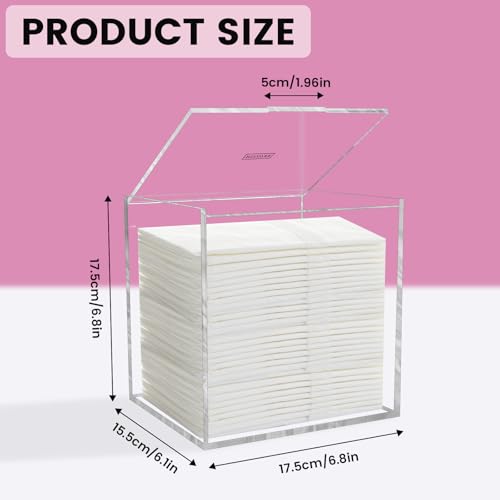 Disposable Facial Towel Storage Box, Acrylic Box for Clean Towels XL (NOT Included), Acrylic Disposable Face Towelette Holder Container