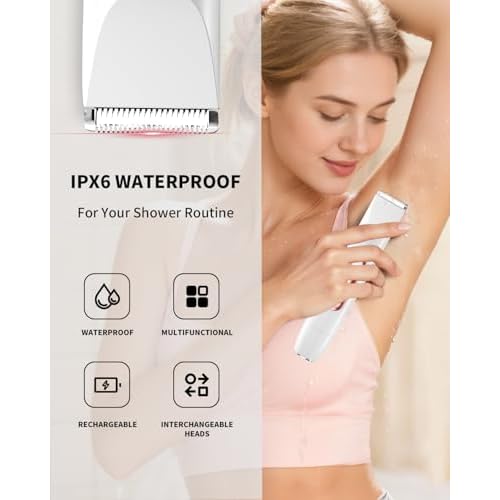 Ufree Bikini Trimmer Electric Razors for Women Dual Head, Pubic Body Hair Trimmer Electric Shaver for Face, Legs, Arm, Rechargeable Lady Shaver Waterproof, Summer Grooming Kit, Gifts for Her
