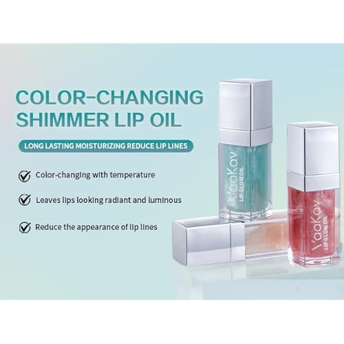 Color Changing Lip Gloss - Non-Sticky Hydrating Lip Oil, High Shine Glassy Finish, PH Reactive Tinted Lip Plumper, Long Lasting Moisture & Glow (02 PURPLE PEACH, 1 Count)