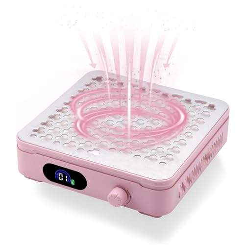 Nail Dust Collector with 10 Speed Settings, Powerful Suction Nail Vacuum, Nail Fan Dust Collector for Beginner, Dust Collector Nail Tech for Acrylic Nail Polishing Manicure Salon Home (Pink)