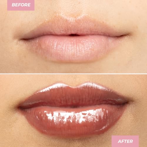 MCoBeauty - Hot Lip Plump Gloss - Fancy, Nude Shade - Moisturising Scented Lip Gloss with Precise Tapered Tip - Contains Vitamin E - Christmas Stocking Stuffers - 10ml
