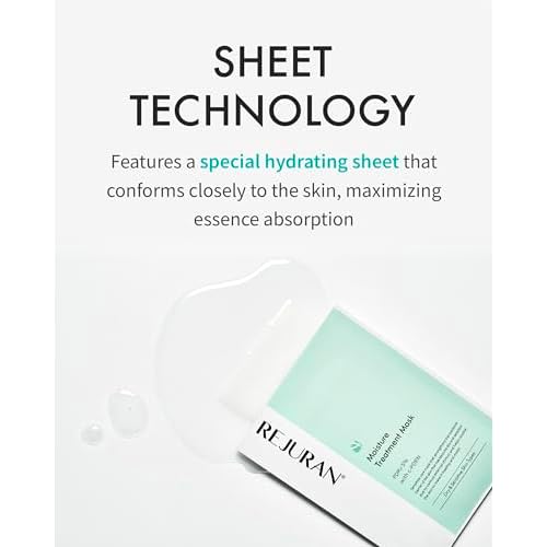 REJURAN¢ç Moisture Treatment Mask, c-PDRN¢ç - Hydrating Facial Sheet Mask, Repairs Skin Barrier and Retains Moisture with PDRx, Korean Skin Care 5-Pack