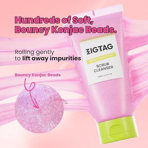 4-in-1 Konjac Jelly Face Cleanser ? Gentle Daily Exfoliating, Deep Cleansing, Pore Care & Makeup Removal | Berry Smoothie Texture with Raspberry & Vitamin B+C+E Complex | Dermatologist-Tested