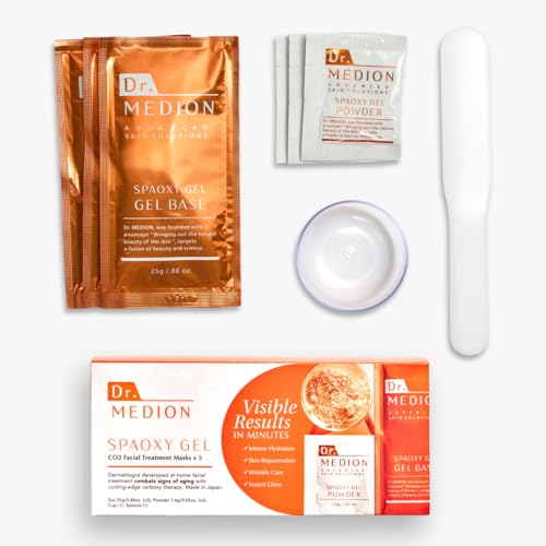 Dr. MEDION Spaoxy Gel CO2 Carbonated Face Mask | Anti-Aging, Fine Lines and Wrinkles, Visibly Firmer and Brighter Skin in 20 Min | Dermatologist-Developed | Made in Japan | 3 Treatments