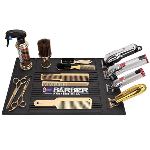 Magnetic Barber Mat for Station Barber Organizer Mat for Clipper Salon Station Tools with 4 Slots for Clippers Salon Barbershop Work Station Pads Anti Slip(4 Slots)