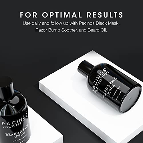 Pacinos Shave System, Beard and Face Scrub, Men's Skin Care, Best Organic Natural Shampoo, Aloe Vera and Tea Tree Extract, Removes Impurities, 4 oz