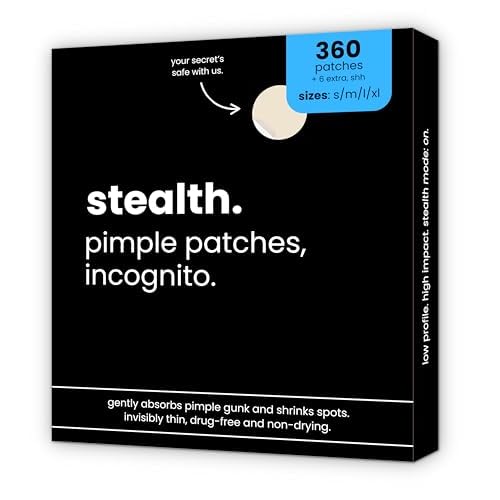 Stealth Pimple Patches ? Acne Patches | Hydrocolloid Patches | Invisible Spot Stickers | Salicylic Acid, Tea Tree Oil & Centella | Cover Zits & Blemishes (360 Count (Pack of 1))