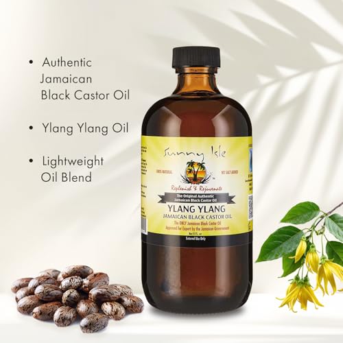 Sunny Isle Ylang Ylang Jamaican Black Castor Oil - Moisturizing Hair, Scalp & Skin Care - 8 oz