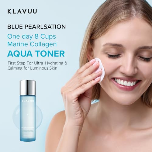 Blue PEARLSATION ONE Day 8 Cups Marine Collagen Aqua Toner - Deeply Hydrating & Soothing for Skin Radiance, Non-Sticky Formula for All Day Comfort and Refreshment ? 4.73 floz