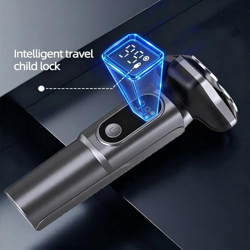 Electric Razor for Men Cordless: Wet/Dry Rotary Shaver Waterproof - USB Fast Charging & Sensitive Skin Care. 3-Blade Rotary Shaving System.LED Display, Travel Lock