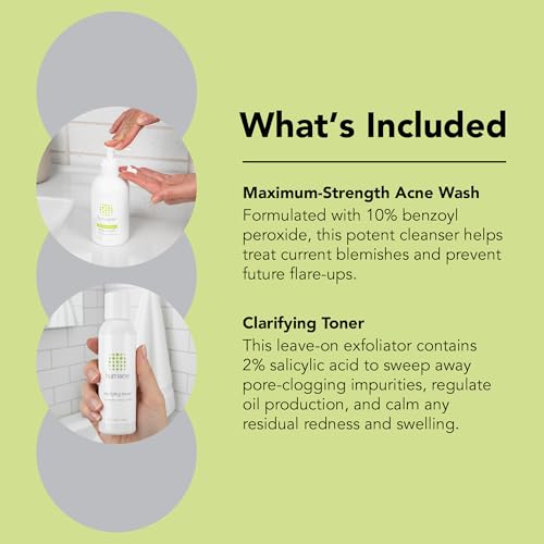 humane Maximum-Strength Acne Wash and Clarifying Toner Bundle - 10% Benzoyl Peroxide Acne Treatment