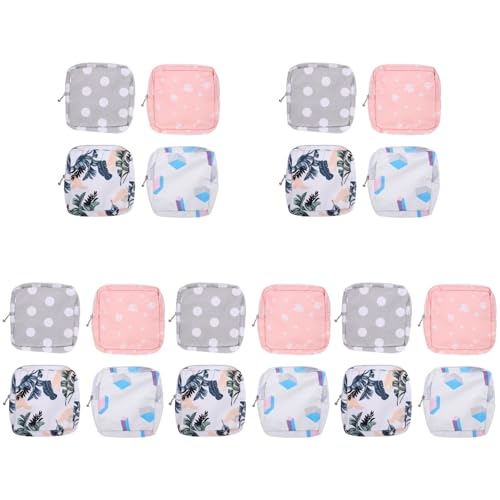 Amosfun 20Pcs Portable Sanitary Napkin Storage Bags for Teen Girls Mini Zipper Makeup Cosmetic Pouch Lightweight Polyester Pad Organizer for Travel and Daily Use