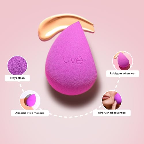 UV? Beauty Sponge Makeup Blender 3 Pack - Violet Makeup Sponges for Blending Foundations, Powders & Creams - Concealer Applicator Offers Full Coverage Vegan & Cruelty-Free Stays Clean Longer