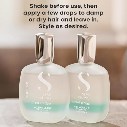 Alfaparf Milano Semi Di Lino Sublime Cristalli Di Seta Finishing Smoothing Serum for Fine Hair - Provides Shine and Protection - Professional Salon Quality - 1.52 fl. oz.
