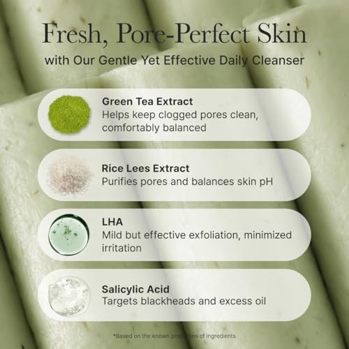 ARENCIA Salicylic Acid, Green Tea + LHA Deep Pore Rice Cake Cleanser ? Deep Pore Cleansing, Acne Face Wash, Blackhead Remover, 5.07 fl oz