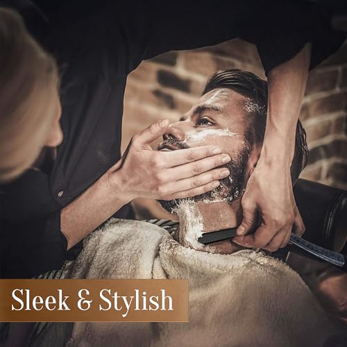 Fac?n Straight Razors for Men - Professional Barber Straight Edge Razor Kit with 100 Blades, Wooden Stainless Steel Barbero Shaver for a Smooth & Precise Shave, Premium Barber Razor for Men's Shaving