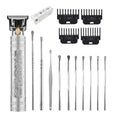 Cordless Hair Clippers for Men, 5.7" Travel Small Classical Sculpting Styling Rechargeable Hair Remover With 10 Pieces Earpick (Silver)