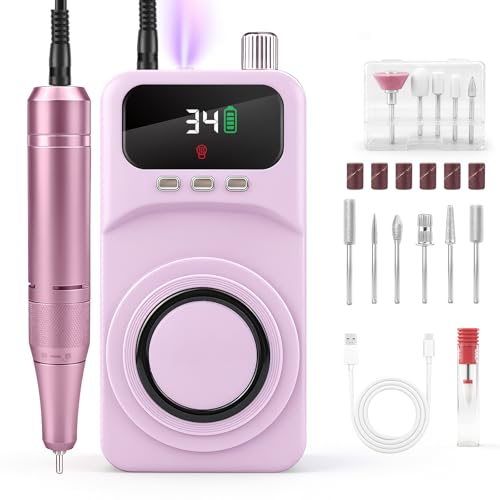 Professional 40000RPM Electric Nail Drill ? Cordless Rechargeable Nail File with UV Nail Lamp & Max 10H Battery Life | Multifunctional Nail Art Tools Kit for Gel Acrylic Removal & Home Salon