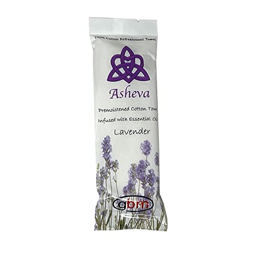 Asheva 8" x 9" Individually Wrapped Oshibori Disposable Towels - Luxurious Moist Cotton Hot/Cold Refreshment Towel - Lavender, Lemon, or Tea Tree Scents - Perfect for Spa, Travel, Dining & Events