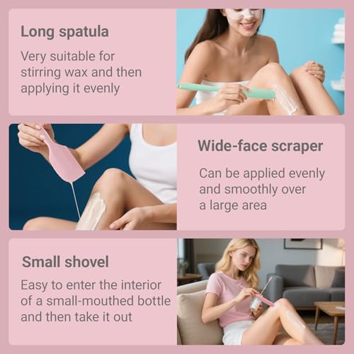 9 Pieces Wax Stick Non-stick Wax Spatulas Silicone Reusable Beauty Makeup Spatulas Different Sizes Silicone Scrapers for Cosmetic Bottles Hard Wax Stir Sticks Set Hair Removal Waxing Applicator