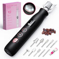 Nail Drill Kit,Black Cordless Electric Nail File with 10 Speed,10 Bits and LED Light,for Acrylic Nails,Gel Polish Removal and Thick Toenails,Easy for Beginners