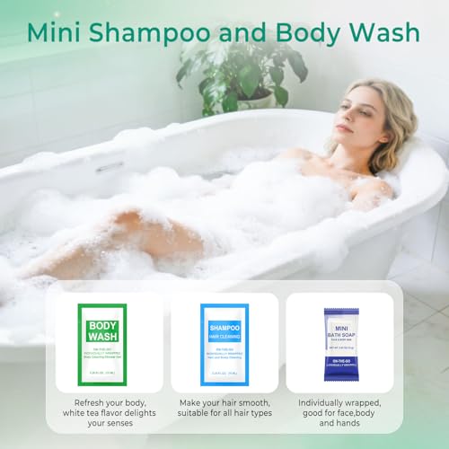 10 Sets Personal Hygiene Kit Bulk,10-IN-1 Green Individually Wrapped Disposable Travel Toothbrushes and Hotel Vanity Set Basic Toiletry Supplies for Homeless,Guests,Charity