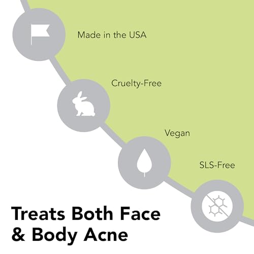 humane Benzoyl Peroxide Acne Body Wash - 10% Maximum-Strength Face, Skin, Butt, and Back Acne Treatment - 16 Fl Oz - Dermatologist-Tested Non-Foaming Acne Face Wash Cleanser - Vegan, Cruelty-Free