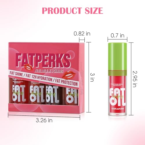Boobeen 4PCS Lip Gloss Set, Moisturizing Hydrating Lip Oil Tinted Set, Lightweight Non-Sticky Lip Gloss Creates Glossy Lips, High Shine Lip Plumping Lipstick for Women and Girls