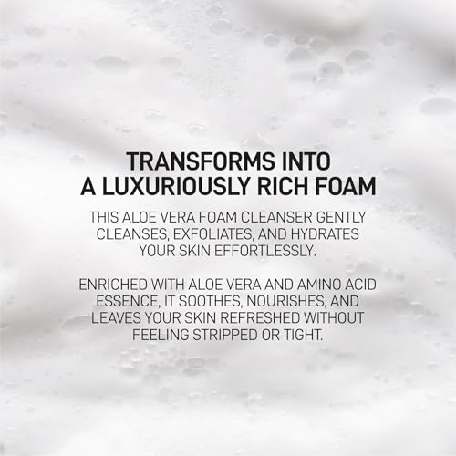 Soothing and Deep Cleansing Foaming Cleanser with Brush | Premium Face Wash for All Skin Types with Aloe Vera and Amino Acid | Fragrance Free Paraben Free | 5.27 Fl Oz