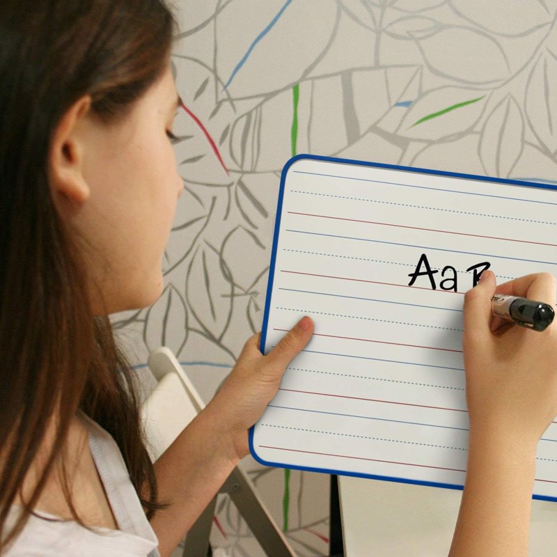Mini Magnetic Dry Erase Whiteboard with Lines 9x12 - Portable & Reusable