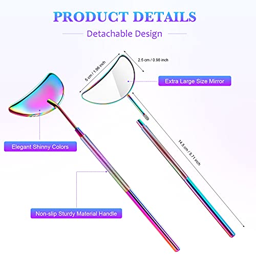Jetec 2 Pieces Lash Mirror Eyelash Extension Mirror Half-moon Shape Lash Mirror 1.96 inch Stainless Steel Eyelash Mirror Tool Large Eyelash Inspection Mirror for Women Girls Makeup Supplies