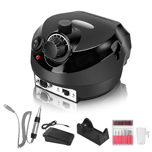 Electric Nail File, Nail Drill Machine, Adjustable Speed Electric Nail Drill Machine Kit with Foot Pedal, Manicure Pedicure Set for Salon Home Use
