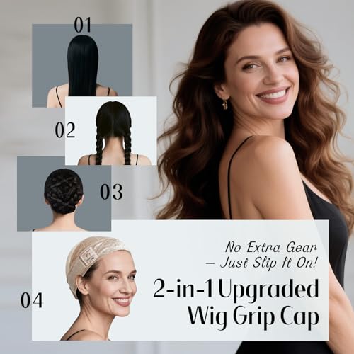 Dreamlover Wide Wig Grip Band for Secure Fit, Soft Wig Caps for Balding and Hair-loss Individuals, 2-in-1 Wig Grip Cap, Nude, 1 Pieces