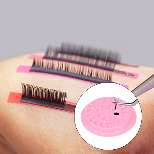 G2PLUS False Eyelashes Glue Holders, 100 PCS Disposable Eyelash Tray, Pink Plastic Glue Pallet Pad for Lash Extensions