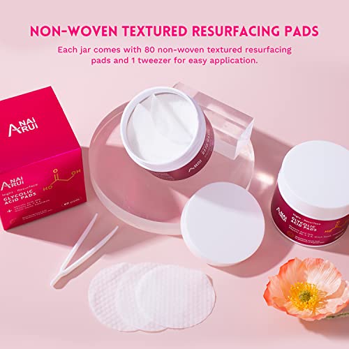 ANAI RUI Glycolic Acid Pads 35% Exfoliating Pad for Face, with Witch Hazel, Calendula, Resurfacing pads, Acid Peel for Face 80 Pads