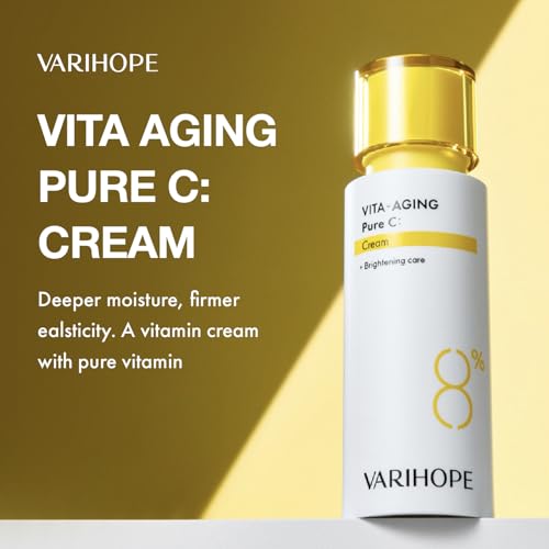 VARIHOPE Vita-Aging Pure C Cream ? Vitamin C Face Cream for Deep Hydration, Elasticity & Uneven Tone, Korean Skin Care with Pure Vitamin C for Smooth, Radiant, Healthy-Looking Skin | 1.35 fl oz