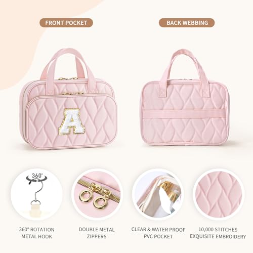 YOOLIFE Travel Toiletry Bag for Women - Hanging Toiletry Bag Makeup Bag, Portable Toiletries Cosmetic Bag, Airplane Travel Essentials Purple - M