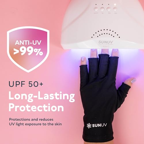 SUNUV UV LED Nail Lamp, UV Light Gloves for Gel Nails, Fingerless Gloves with UV Protection, Nails Dryer for Gel Nail Polish Curing Lamp with Sensor 2 Timers SUN9C Blue