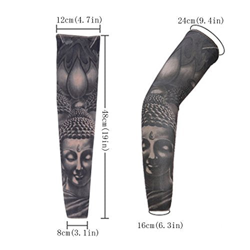 Toirxarn 8PCS Tattoo Sleeves Cool Temporary Sunscreen Arm Sleeves for Men Women Cycling Running Driving Sports