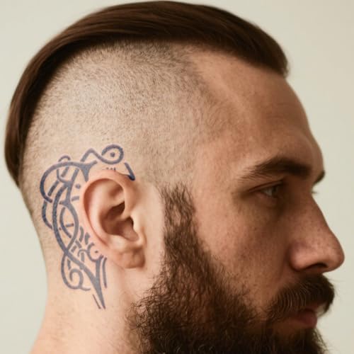 10 Pcs Celtic Viking Tattoos Nordic Tattoo for the Back, Cool Bule Tribal Face Tattoo Viking Feast Men Long Lasting