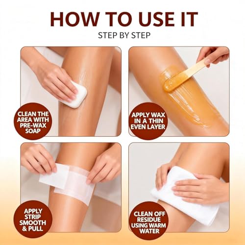 300g Sugar Wax Sugaring Paste Kit: for Legs Back Arms Chest Underarms Eyebrow Body Hair Removal - with Wax Strips and Wooden Sticks for Women and Men at Home Waxing